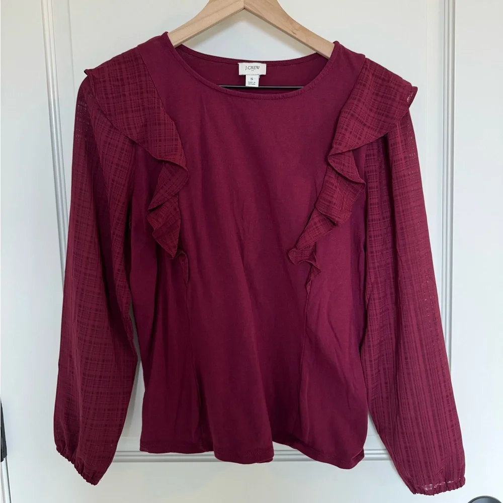 J.Crew Ruffle Shoulder Top - Picture 1 of 4